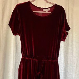 Piper & Scoot Burgundy Velvet Jumpsuit